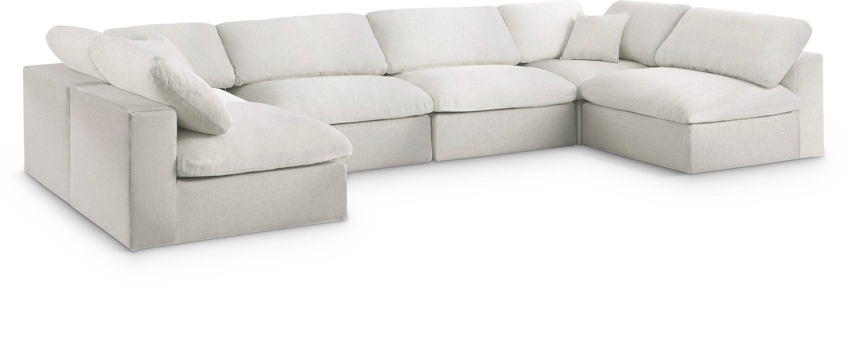 Serene Cream Linen Fabric Deluxe Cloud Modular Sectional