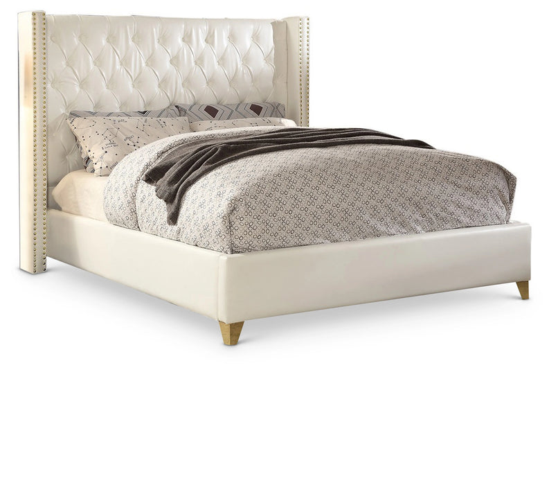 Soho White Bonded Leather Queen Bed