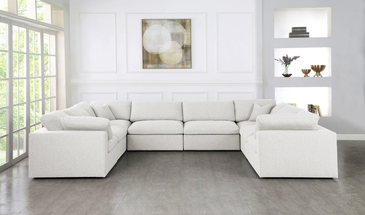 Serene Cream Linen Fabric Deluxe Cloud Modular Sectional