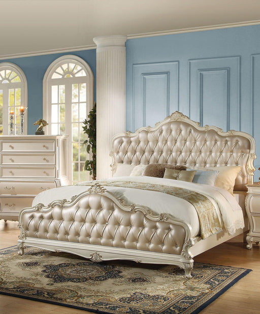 Acme Chantelle Queen Bed with Button Tufted Panels in Pearl White 23540Q - Just Furniture (PA) - Multi Location