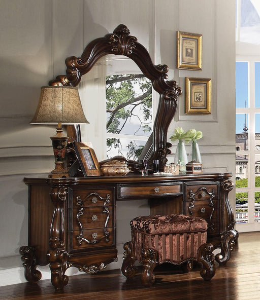 Versailles Fabric & Cherry Oak Vanity Stool - Just Furniture (PA) - Multi Location