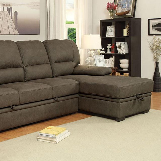 ALCESTER Brown & Gray Sectional w/ Sleeper, Ash - Just Furniture (PA) - Multi Location