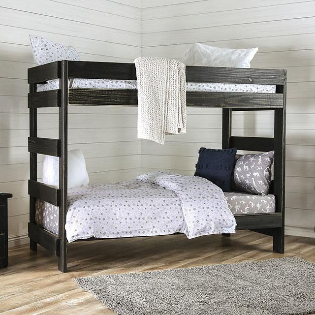 Arlette Twin/Twin Bunk Bed Brown, Black, Gray, & White - Just Furniture (PA) - Multi Location
