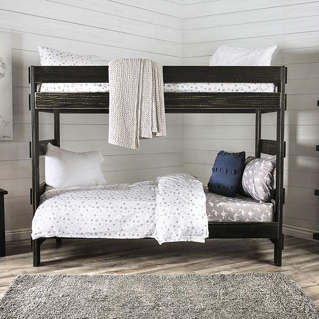 Arlette Twin/Twin Bunk Bed Brown, Black, Gray, & White - Just Furniture (PA) - Multi Location