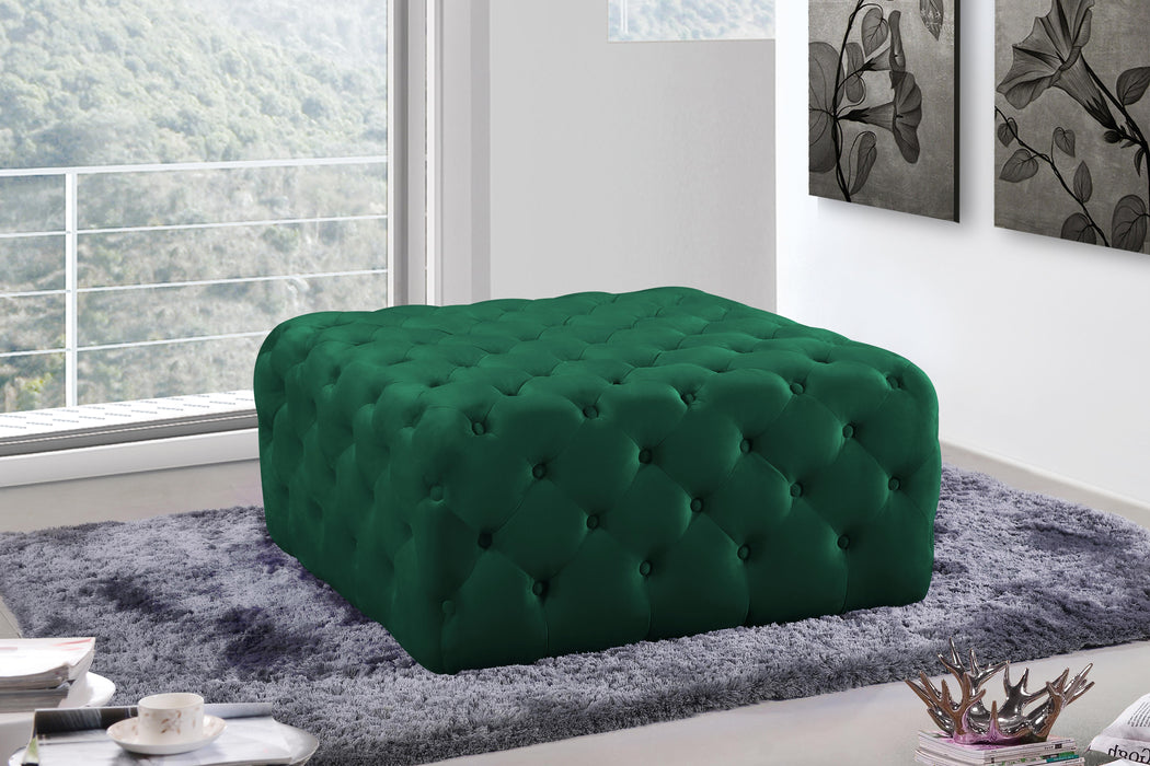 Ariel Green Velvet Ottoman/Bench