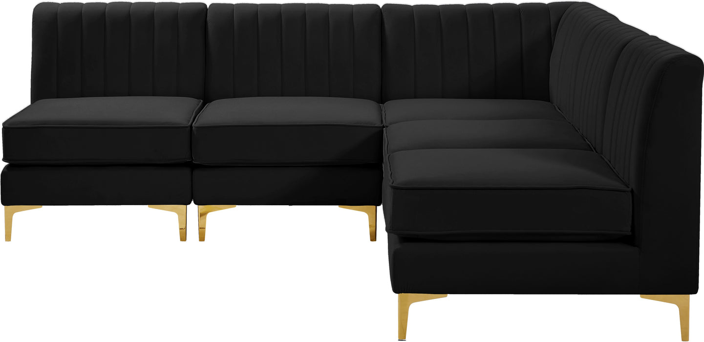 Alina Black Velvet Modular Sectional