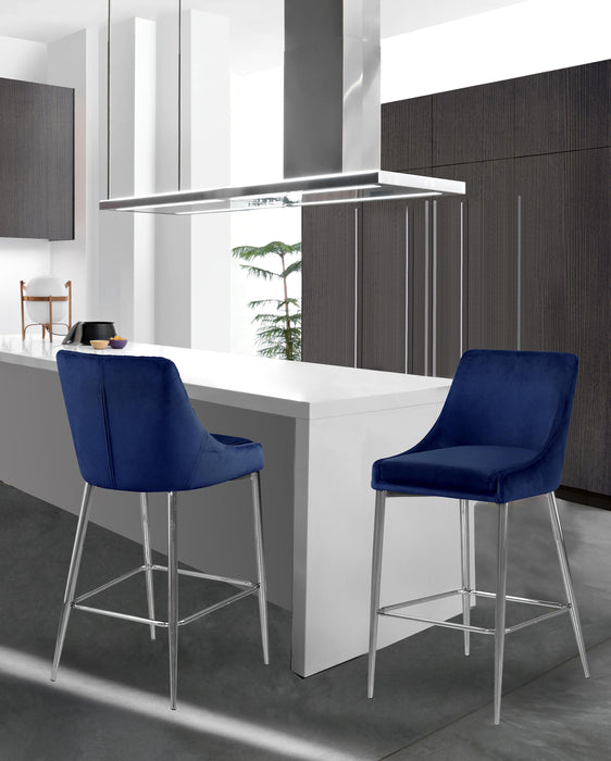 Karina Navy Velvet Stool