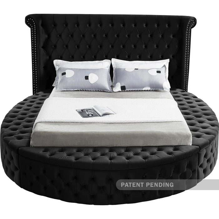 Luxus Black Velvet Queen Bed (3 Boxes)