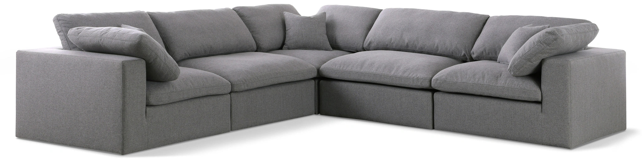 Serene Grey Linen Fabric Deluxe Cloud Modular Sectional