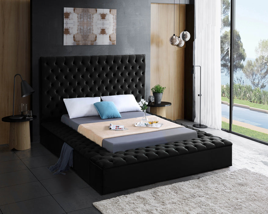 Bliss Black Velvet Full Bed (3 Boxes)