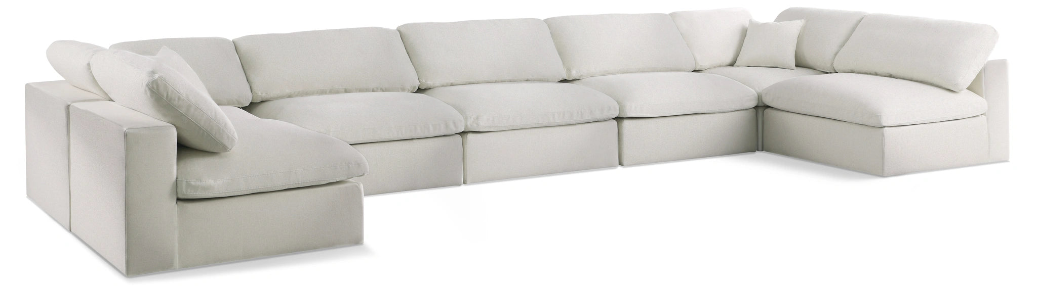 Serene Cream Linen Fabric Deluxe Cloud Modular Sectional