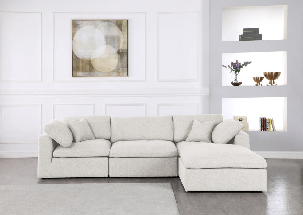 Serene Cream Linen Fabric Deluxe Cloud Modular Sectional