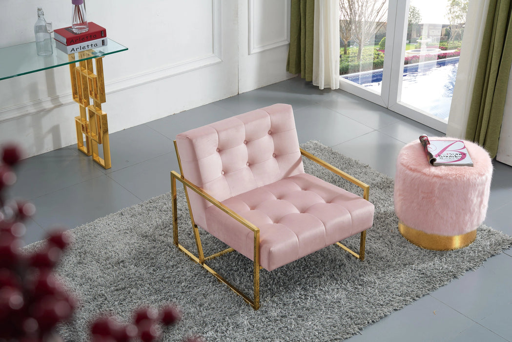 Pierre Pink Velvet Accent Chair