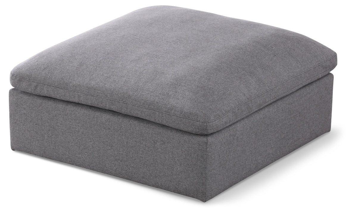 Serene Grey Linen Fabric Deluxe Cloud Ottoman