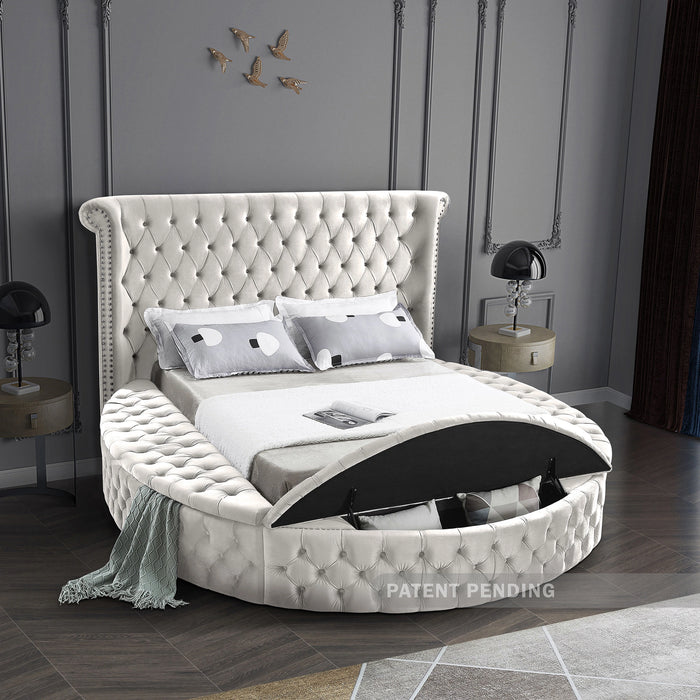 Luxus Cream Velvet Queen Bed (3 Boxes)