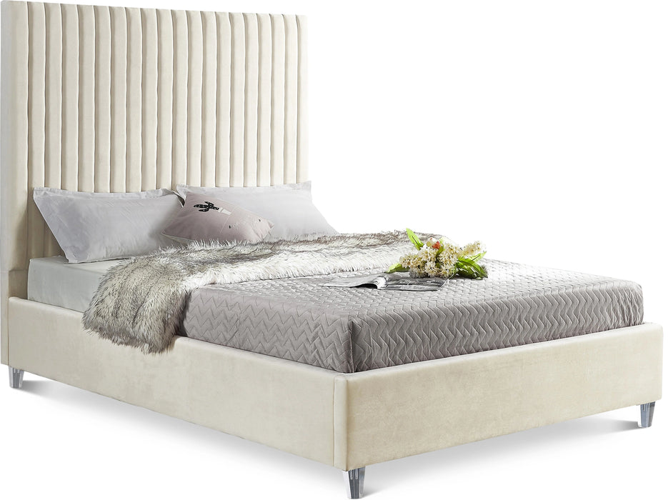 Candace Cream Velvet Full Bed