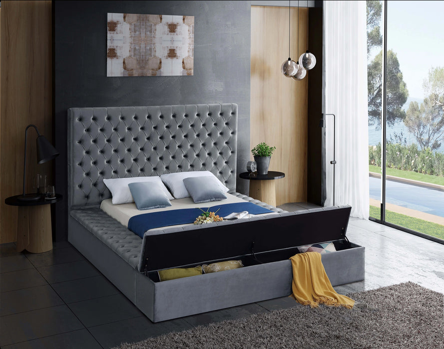 Bliss Grey Velvet Queen Bed (3 Boxes)