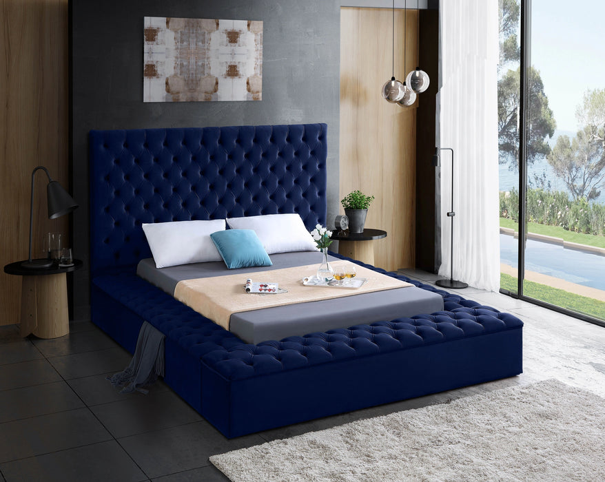 Bliss Navy Velvet King Bed (3 Boxes)
