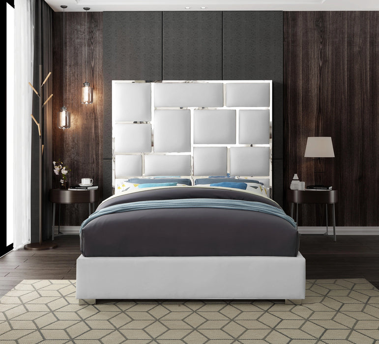 Milan White Faux Leather King Bed