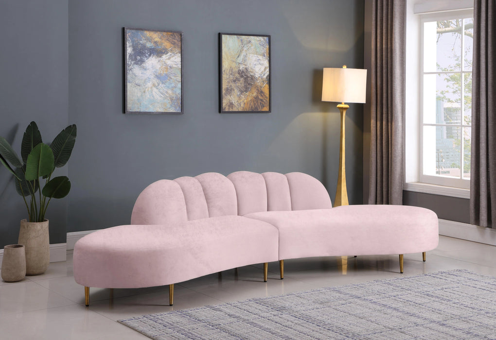 Divine Pink Velvet 2pc. Sectional