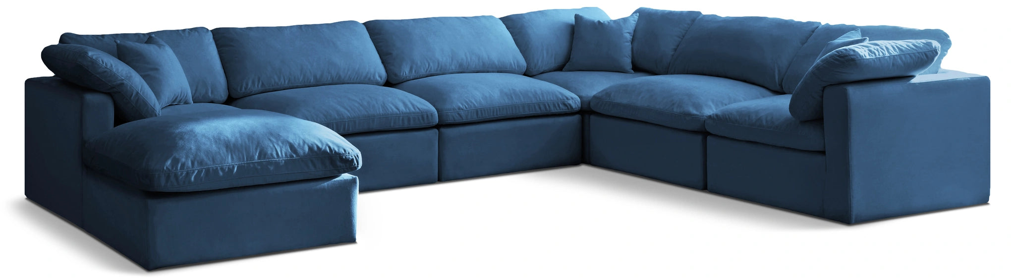 Plush Navy Velvet Standard Cloud Modular Sectional