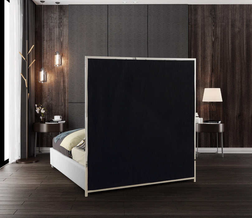 Milan White Faux Leather Queen Bed