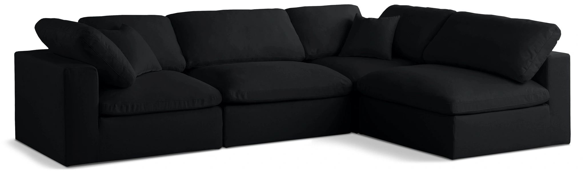 Plush Black Velvet Standard Cloud Modular Sectional