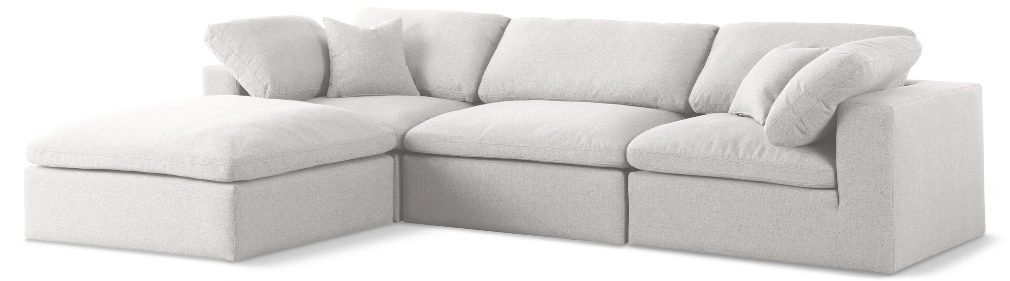 Serene Cream Linen Fabric Deluxe Cloud Modular Sectional