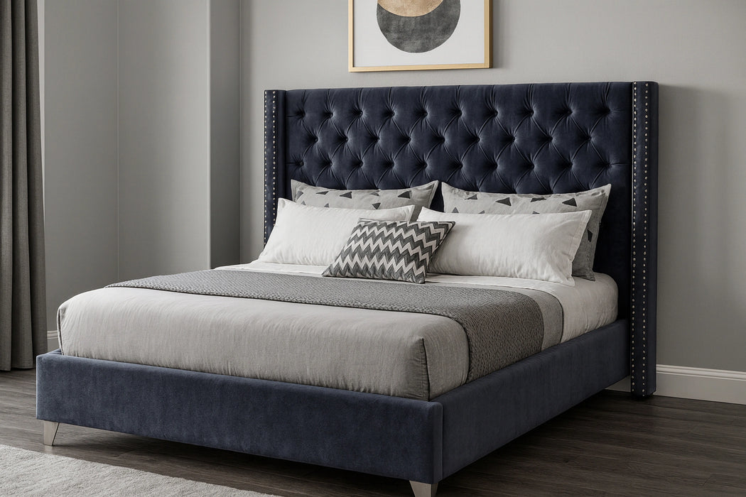 Aiden Grey Velvet King Bed