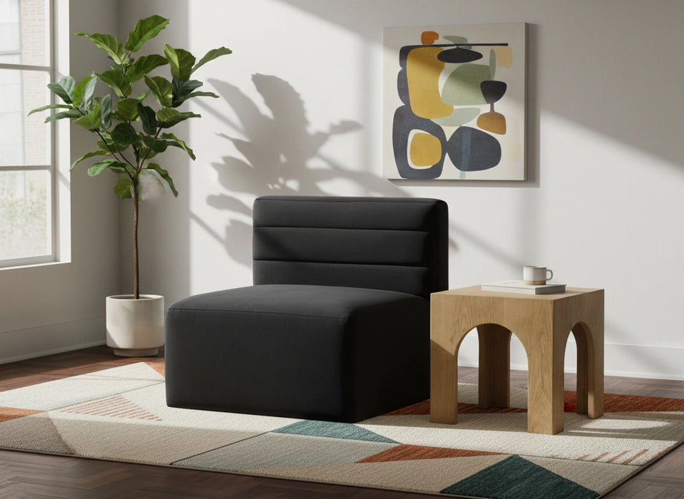 Quincy Black Velvet Modular Armless Chair