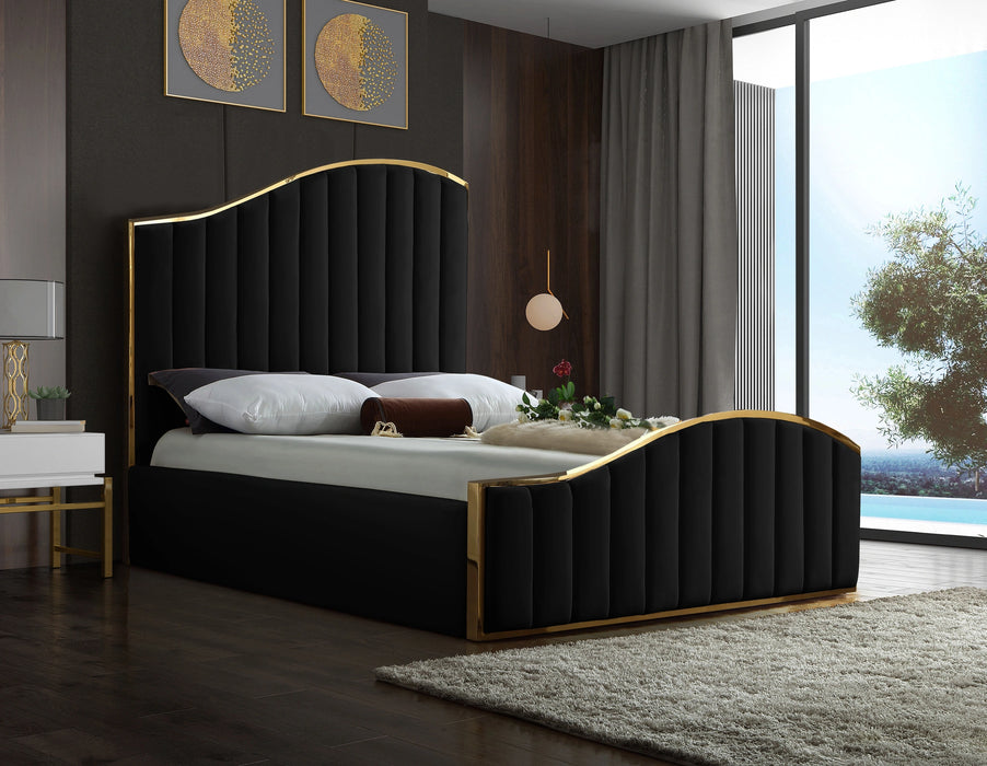 Jolie Black Velvet King Bed (3 Boxes)