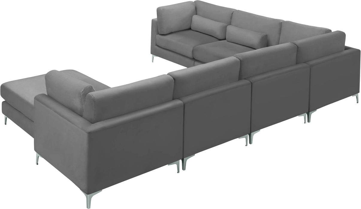 Julia Grey Velvet Modular Sectional (7 Boxes)