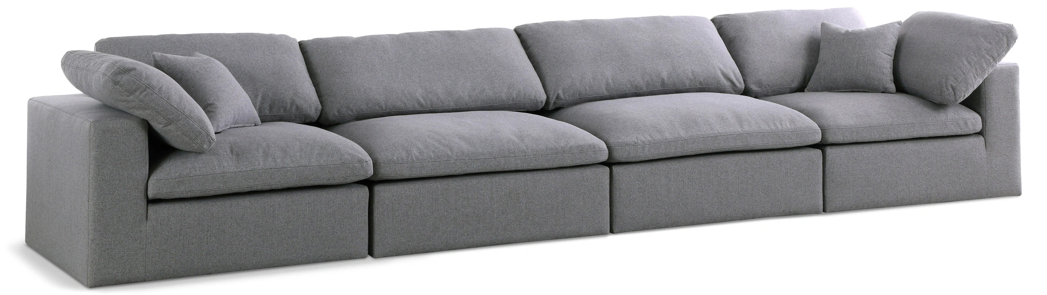 Serene Grey Linen Fabric Deluxe Cloud Modular Sofa