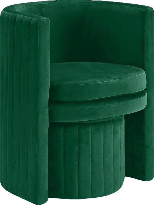 Selena Green Velvet Accent Chair and Ottoman Set