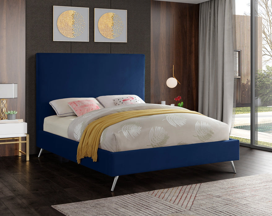Jasmine Navy Velvet Queen Bed