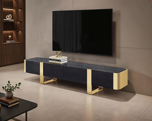 Leknes TV Stand Black w/ Gold Frame - Just Furniture (PA) - Multi Location