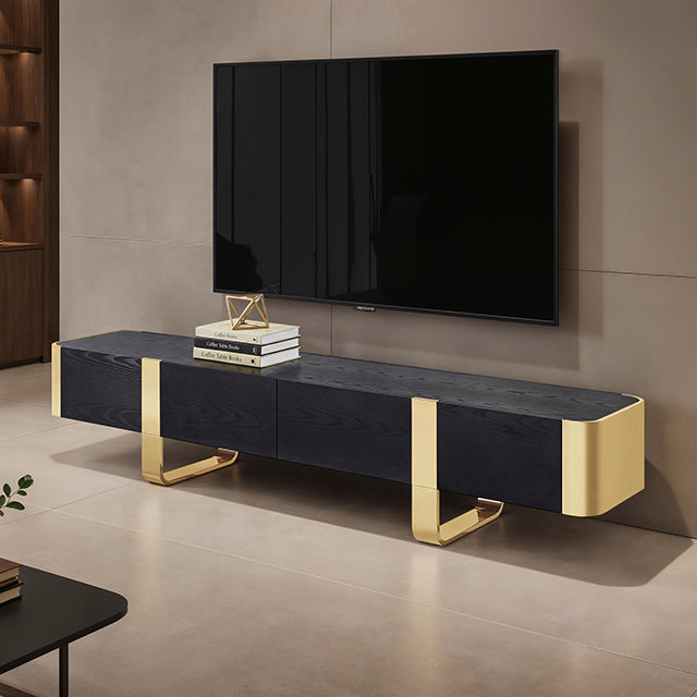 Leknes TV Stand Black w/ Gold Frame - Just Furniture (PA) - Multi Location